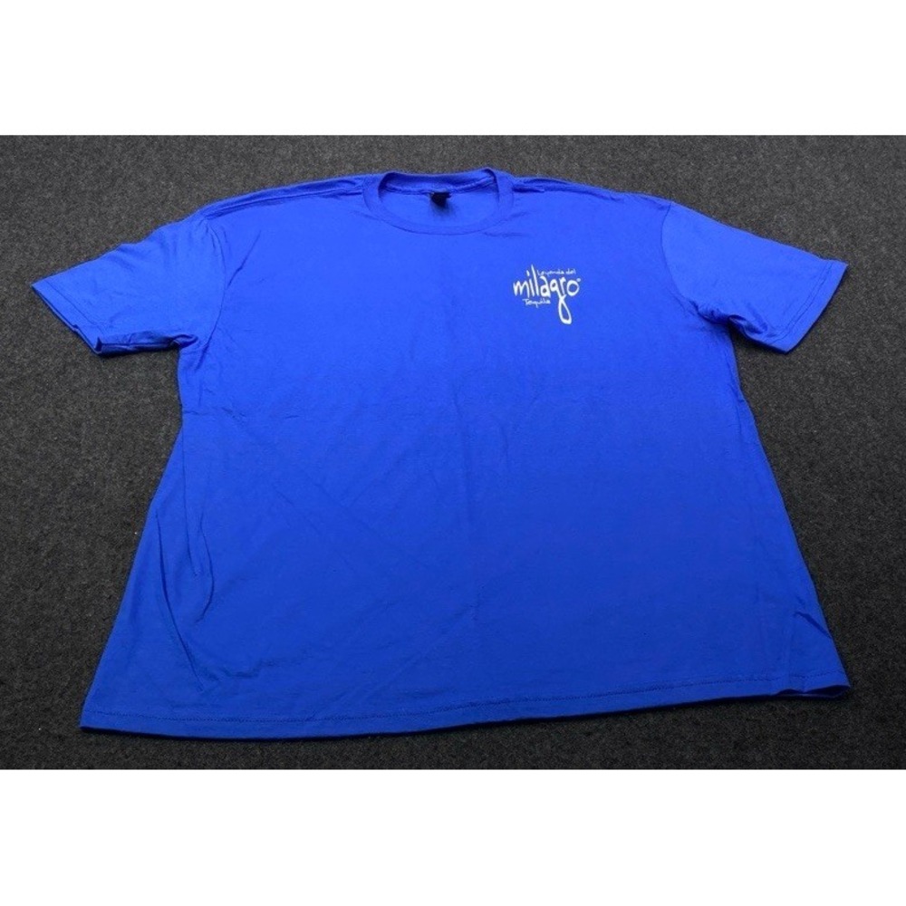 Milagro Tequila T-Shirt Mens XL Blue Graphic Agave Heart Gildan Softstyle Tee